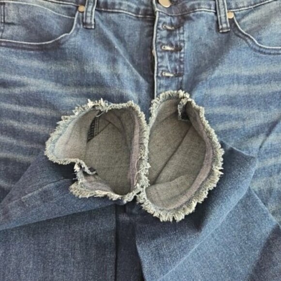 Nordstrom BP. Raw Hem Jeans Ladies Size 18 Dark Wash Button Front New With Tags - Picture 5 of 16